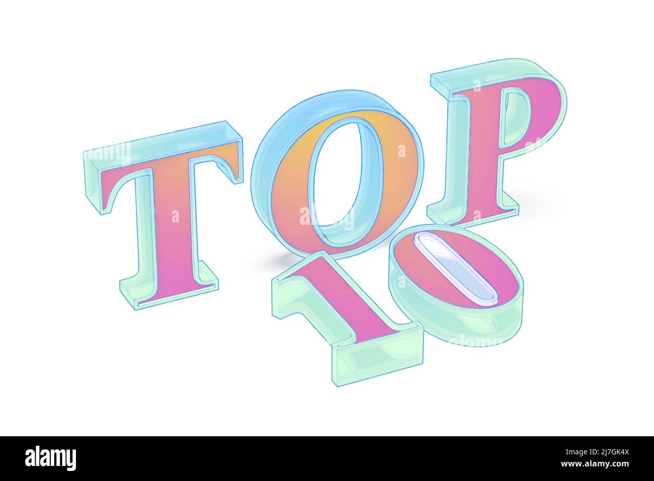 Top 10 du texte sur fond blanc. La meilleure liste des dix. Banque D'Images