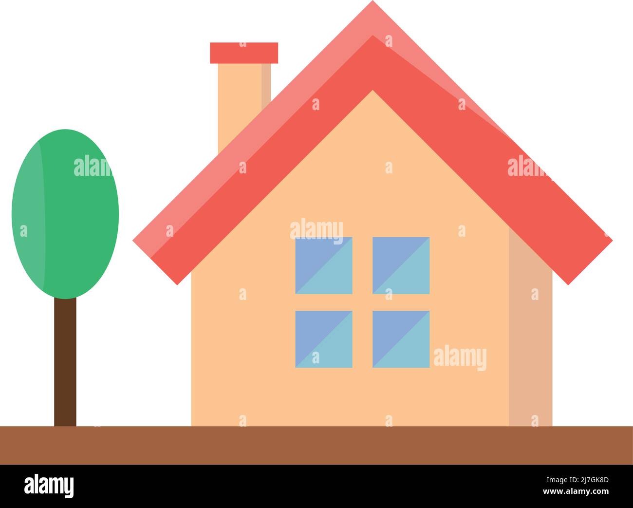 Maison et arbre sur un sol. Vecteur modifiable. Illustration de Vecteur