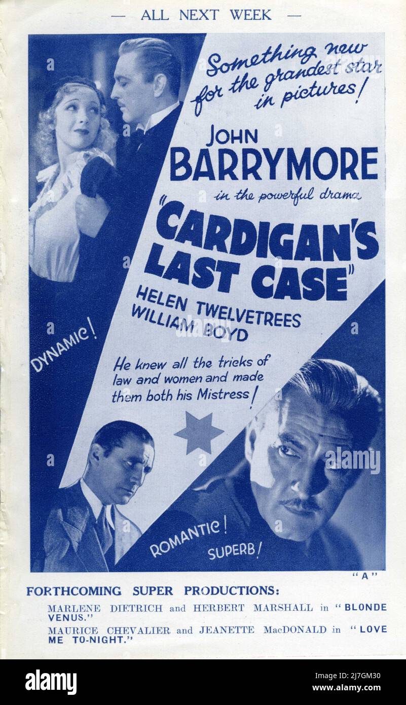 JOHN BARRYMORE HELEN TWELVETREES et WILLIAM (STAGE) BOYD dans LE PROCUREUR de L'ÉTAT alias CARDIGAN DERNIER CAS 1932 réalisateur GEORGE ARCHAINBAUD histoire Louis Stevens scénario et dialogue Gene Fowler et Rowland Brown musique Max Steiner producteur exécutif David O. Selznick RKO radio Pictures Banque D'Images