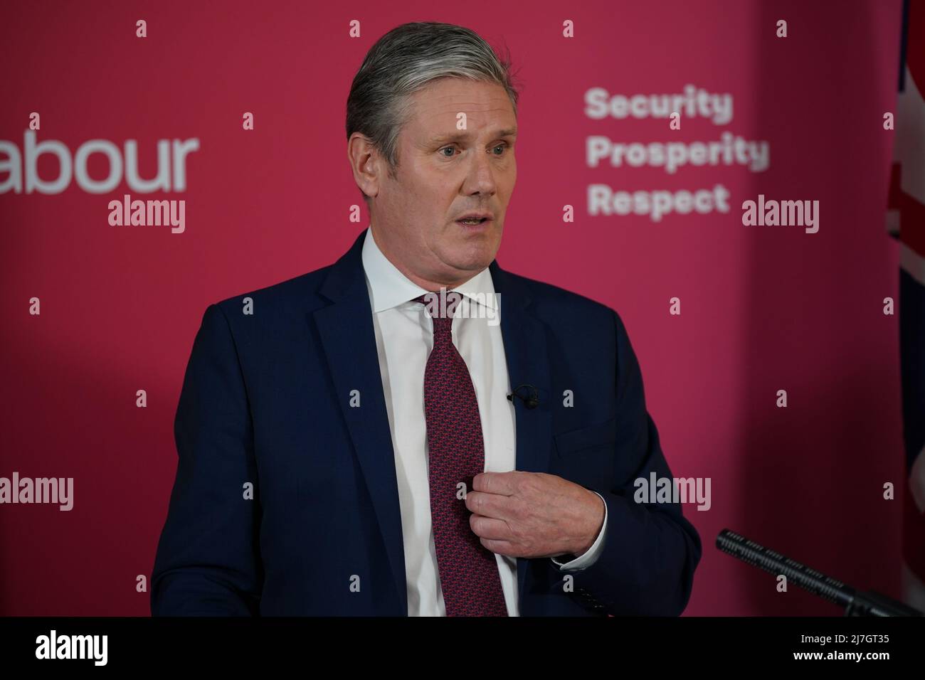 Sir Keir Starmer, chef du Parti travailliste, fait une déclaration au siège du Parti travailliste à Londres. Sir Keir a déclaré qu'il fera ce qu'il faut et qu'il se démettra s'il était condamné à une amende pour avoir enfreint les règles de Covid dans les bureaux du Parti travailliste de Durham l'année dernière. S'exprimant au siège du parti à Londres, le leader travailliste a déclaré qu'il ne croyait pas que les règles avaient été rompues. Date de la photo: Lundi 9 mai 2022. Banque D'Images