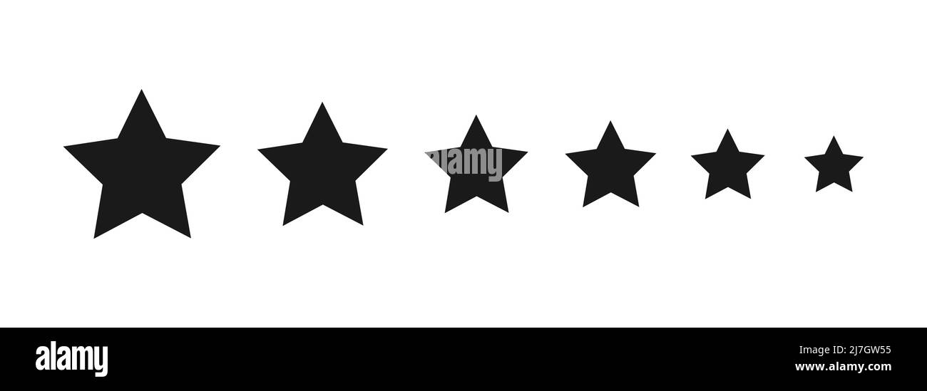 Étoiles formes icônes différentes tailles collection isolée sur blanc. Illustration vectorielle. Illustration de Vecteur