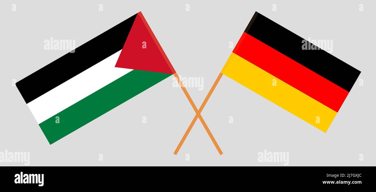 Drapeaux croisés de la Palestine et de l'Allemagne. Couleurs officielles. Proportion correcte. Illustration vectorielle Illustration de Vecteur