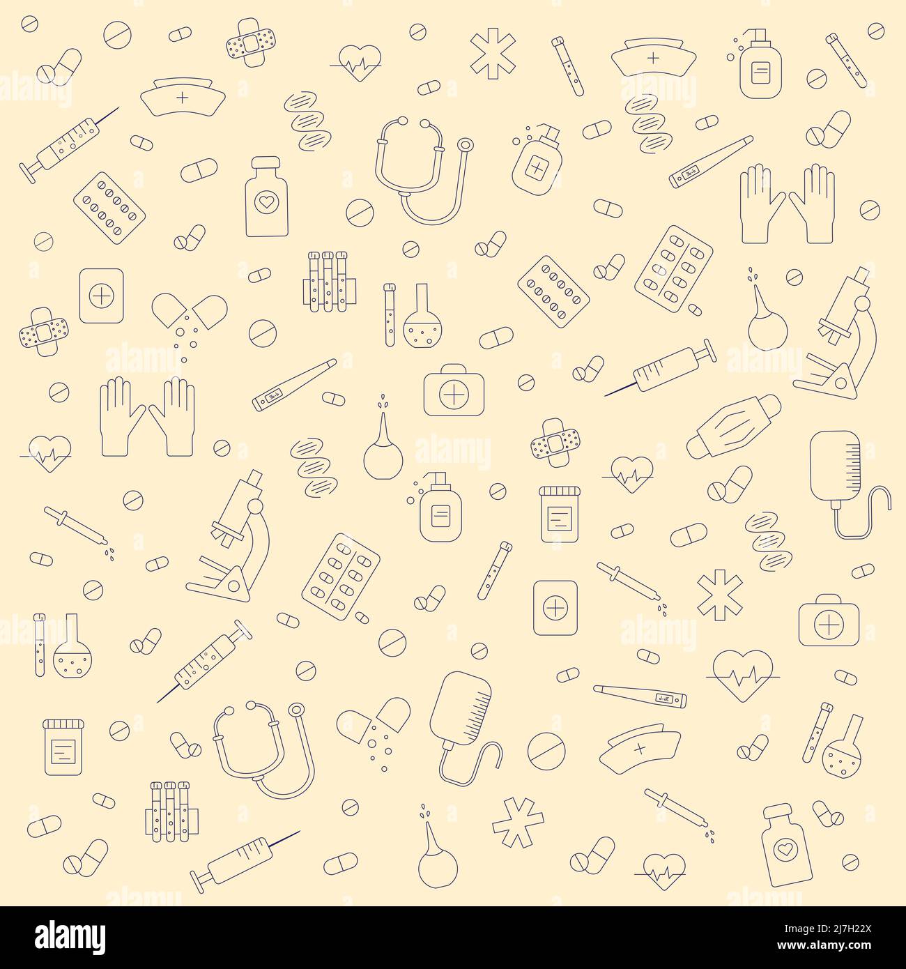 Ensemble d'icônes de ligne fine pour les soins hospitaliers et médicaux Illustration de Vecteur