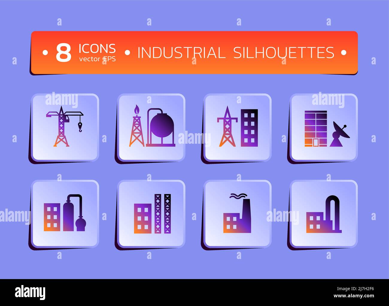 Icônes d'objets industriels comme silhouettes Illustration de Vecteur