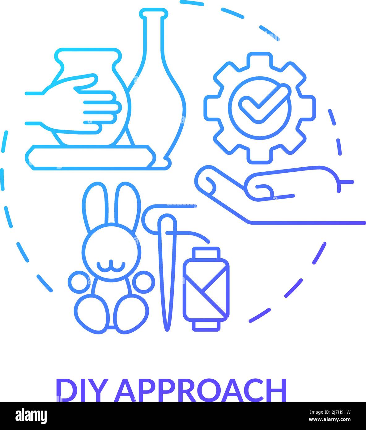 Icône de concept de gradient bleu approche DIY Illustration de Vecteur