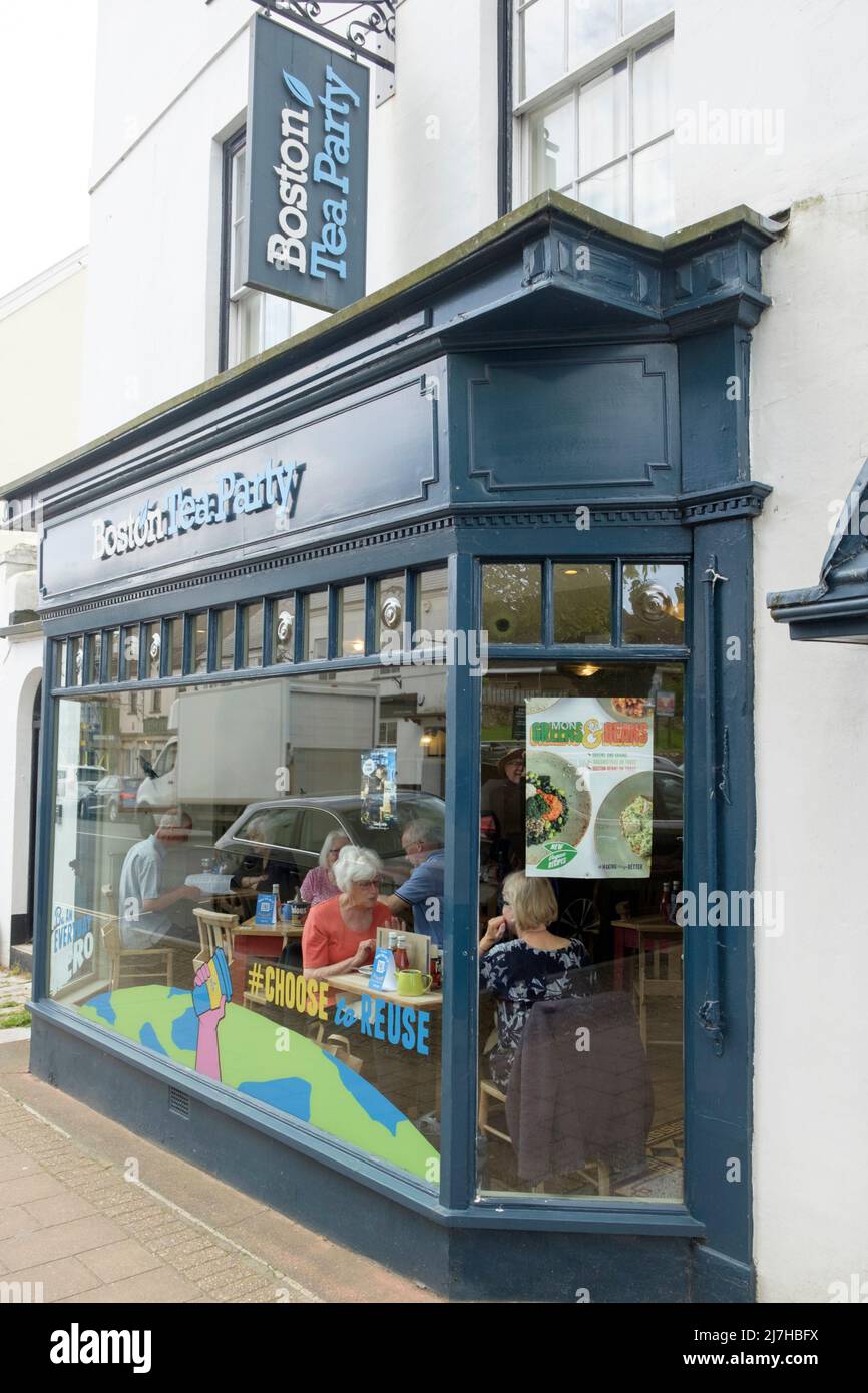 Autour de Honiton, une petite ville du marché de Devon. Le Boston Tea Party café Banque D'Images