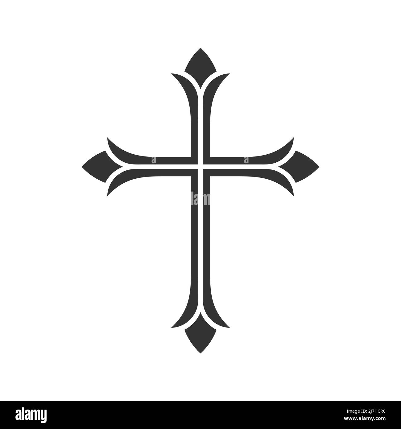 Illustration chrétienne. Logo de l'église. Croix du Seigneur et Sauveur Jésus-Christ, symbole de la crucifixion et du salut. Illustration de Vecteur