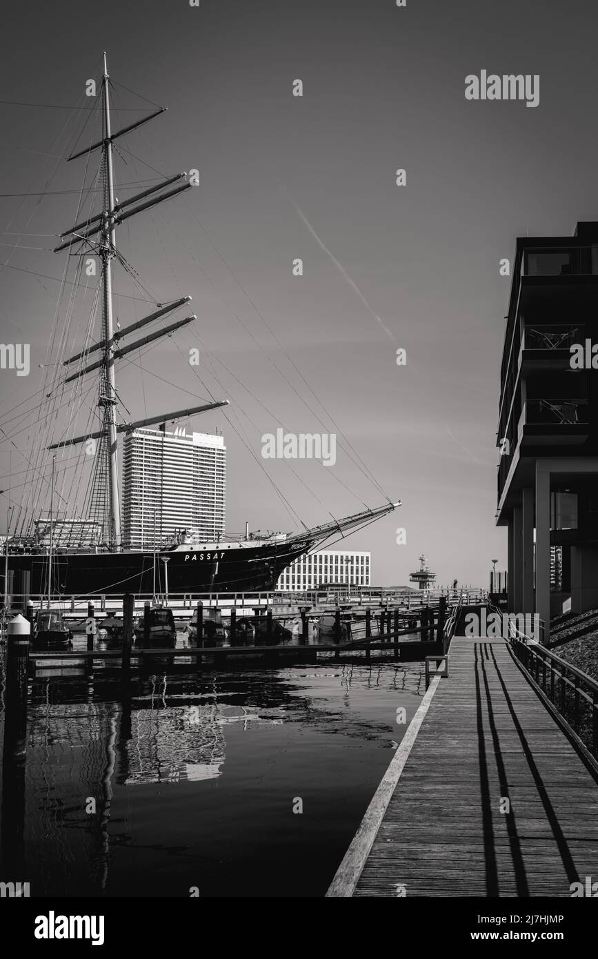 Le voilier historique Passat est amarré dans le port de Luebeck Travemuende Banque D'Images