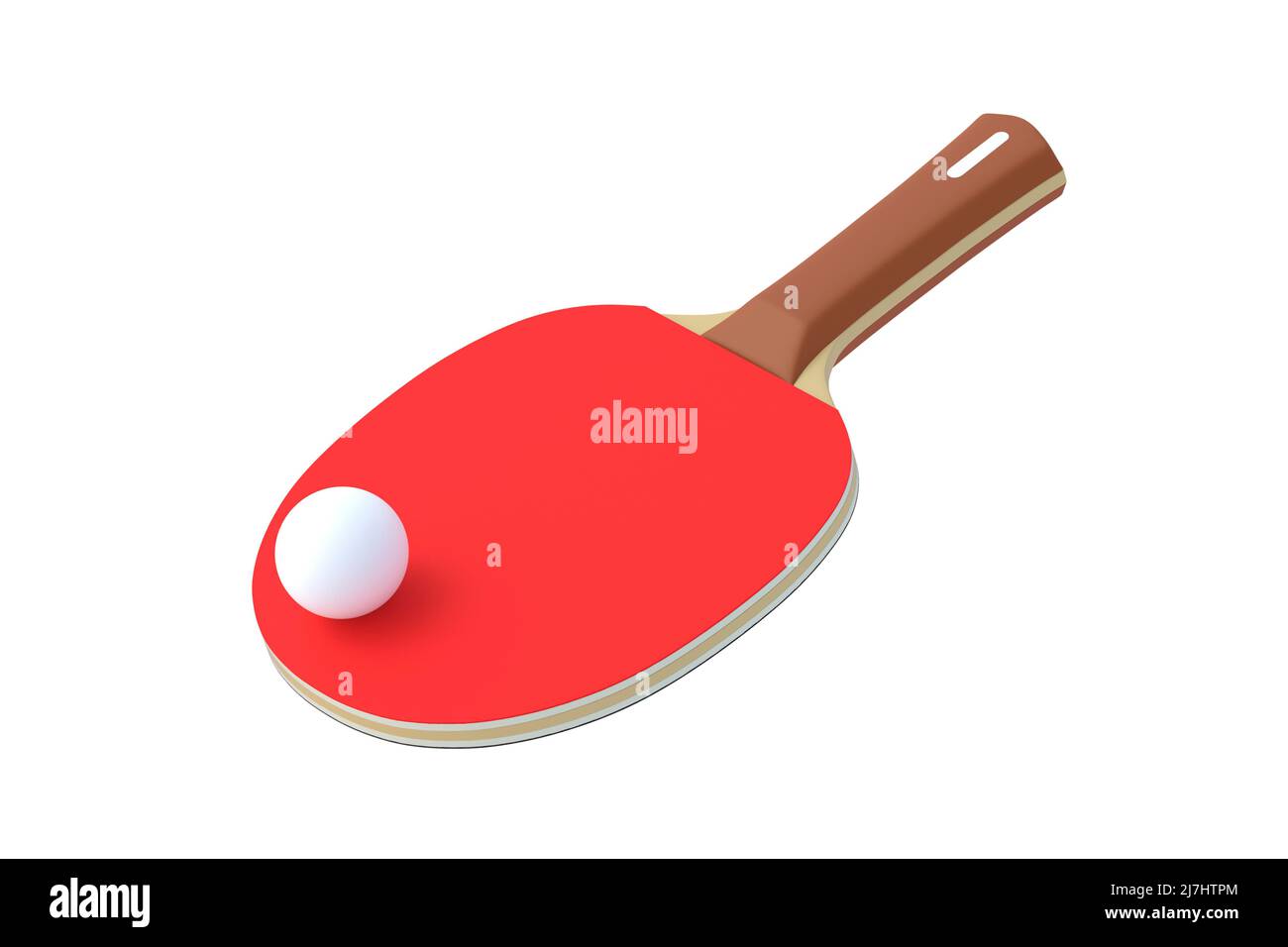 Paddle de ping-pong avec balle isolée sur fond blanc. Jeu de loisirs. Équipement de sport. Concurrence internationale. Tennis de table. 3d rendu Banque D'Images
