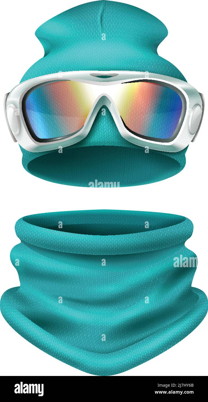 Combinaison de ski colorée et réaliste avec casquette de sport et illustration du vecteur de protection des visages Illustration de Vecteur