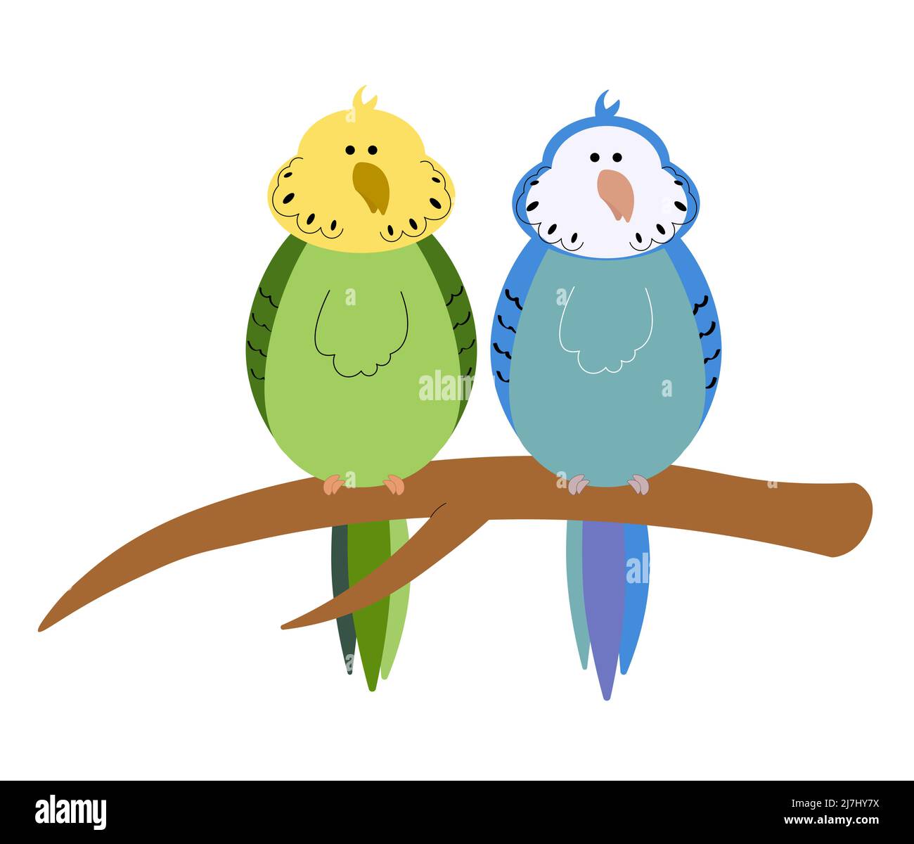 Couple mignon de copains assis sur une branche Illustration de Vecteur