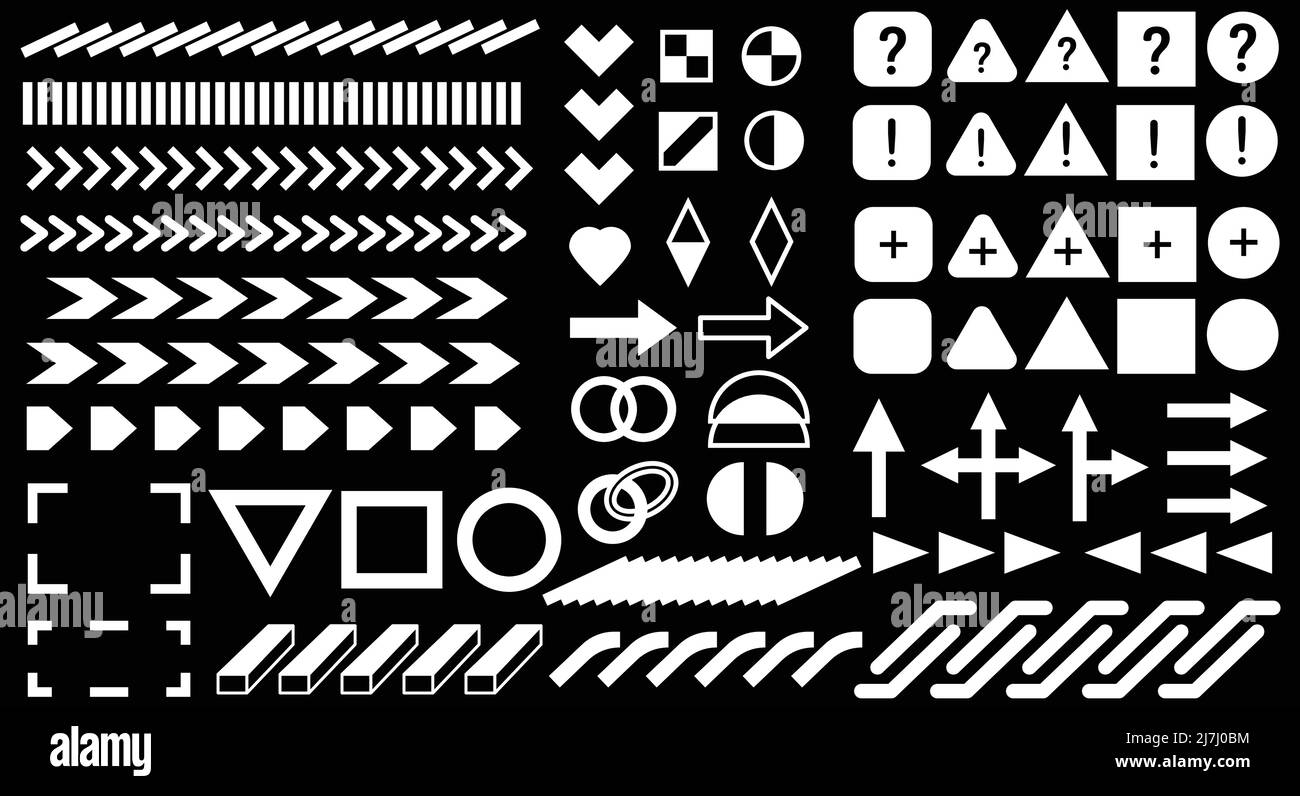 Collection d'éléments de forme géométrique simple de brutalisme. Ensemble de formes et textures de base acides différentes pour les modèles. Style Memphis moderne. Numérique Illustration de Vecteur