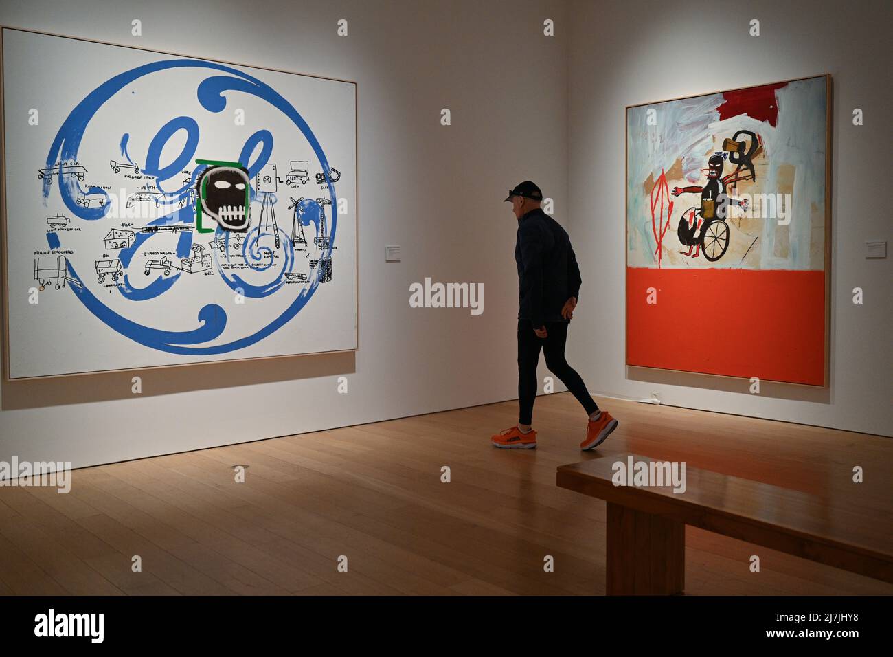 Andy Warhol et Jean-Michel Basquiat- GE/Skull et Jean-Michel Basquiat-HIS Glue Sniffing Valet, pendant un aperçu de la Collection de Thomas Banque D'Images