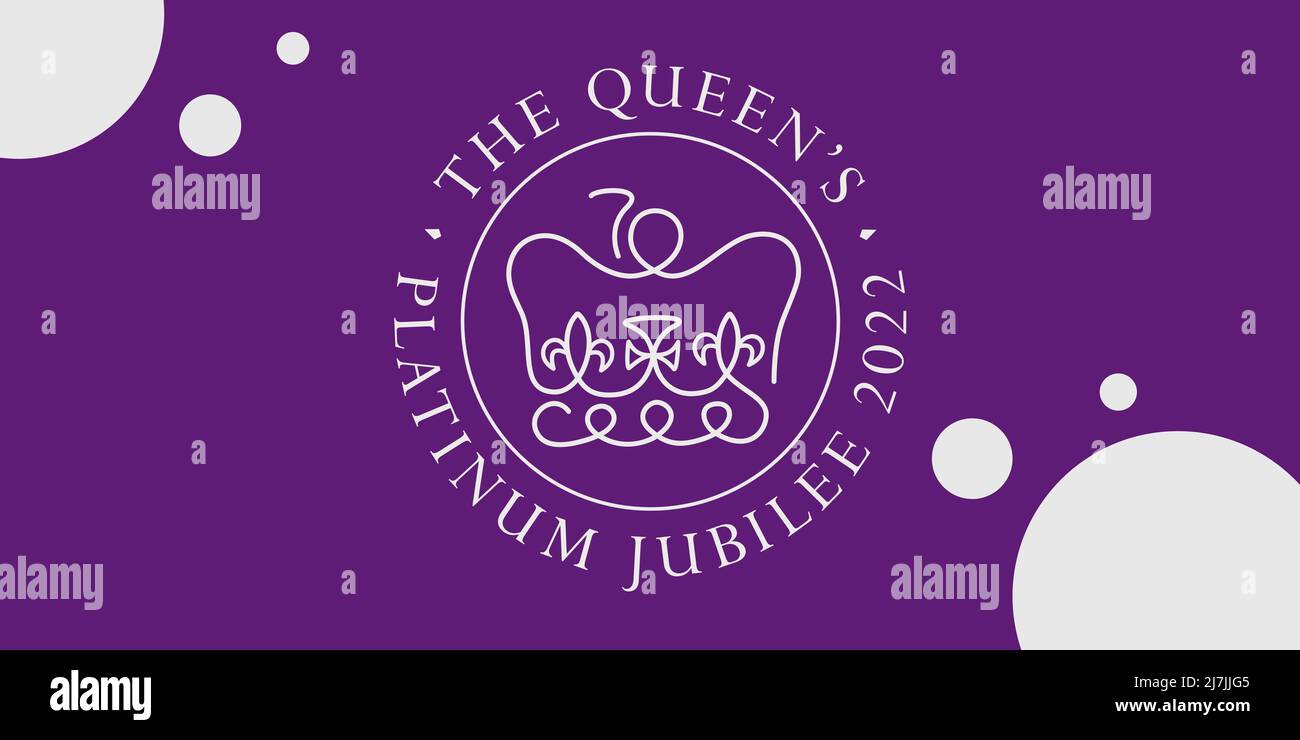 Londres, Royaume-Uni - 2022 : bannière du jubilé Platinum pour le 70 anniversaire de la reine Elizabeth II Poste de célébration royale, circulaire Banque D'Images