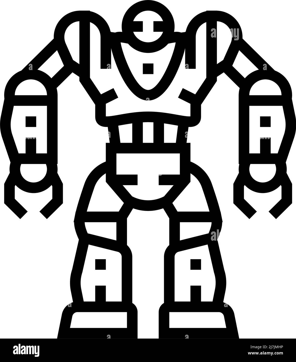 illustration vectorielle de l'icône de la ligne de robot cyborg Illustration de Vecteur