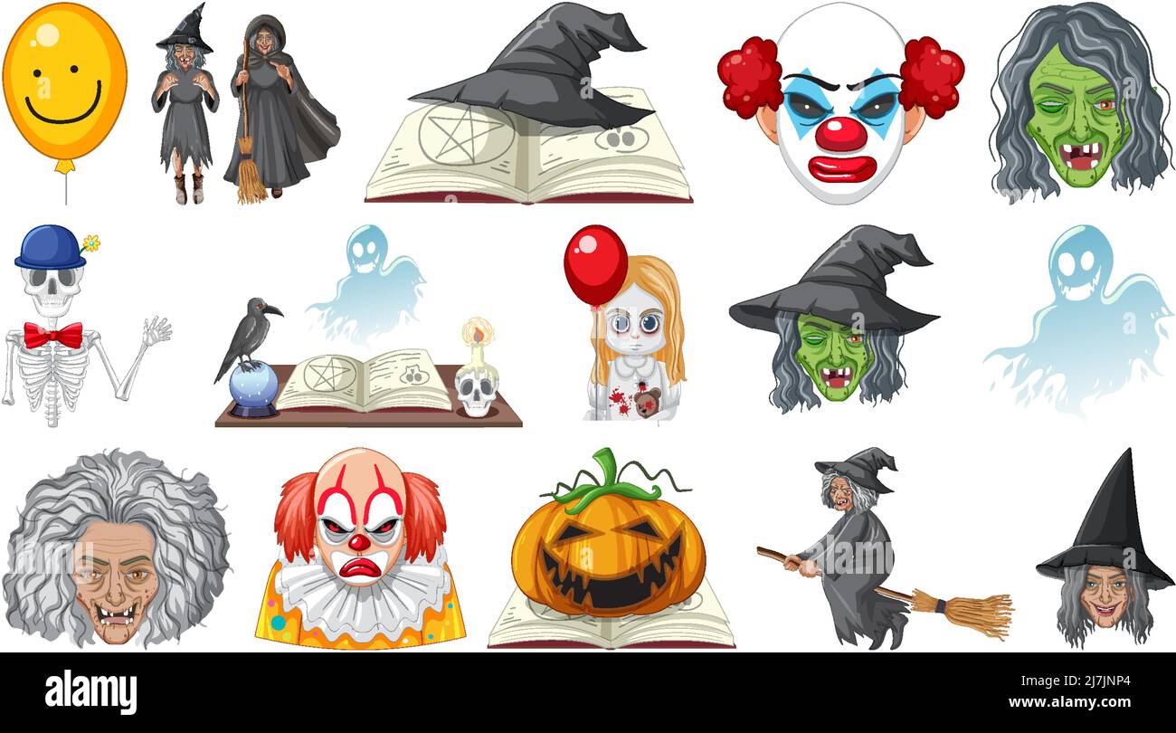 Ensemble Halloween avec illustration monstres effrayants Illustration de Vecteur