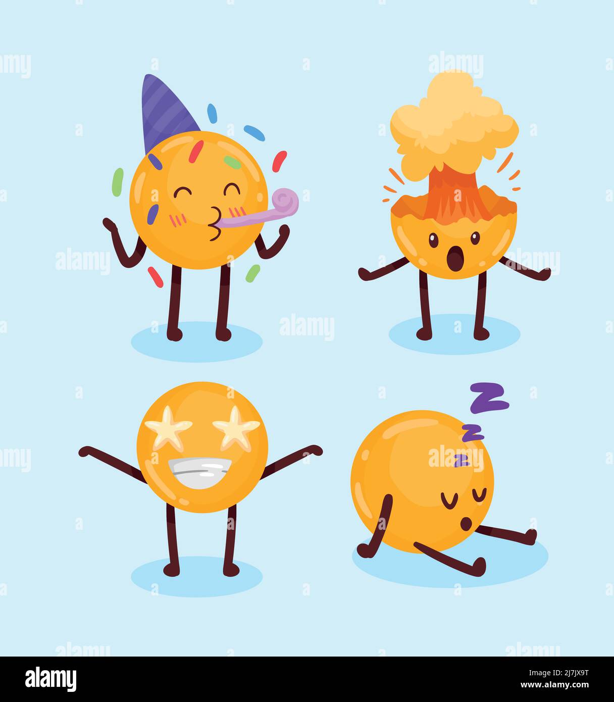 icônes de groupe de caractères emojis Illustration de Vecteur