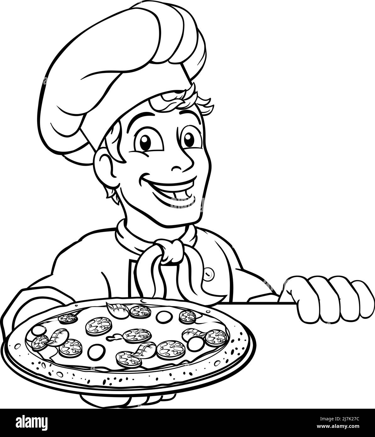 Pizza Chef Cartoon Illustration de Vecteur
