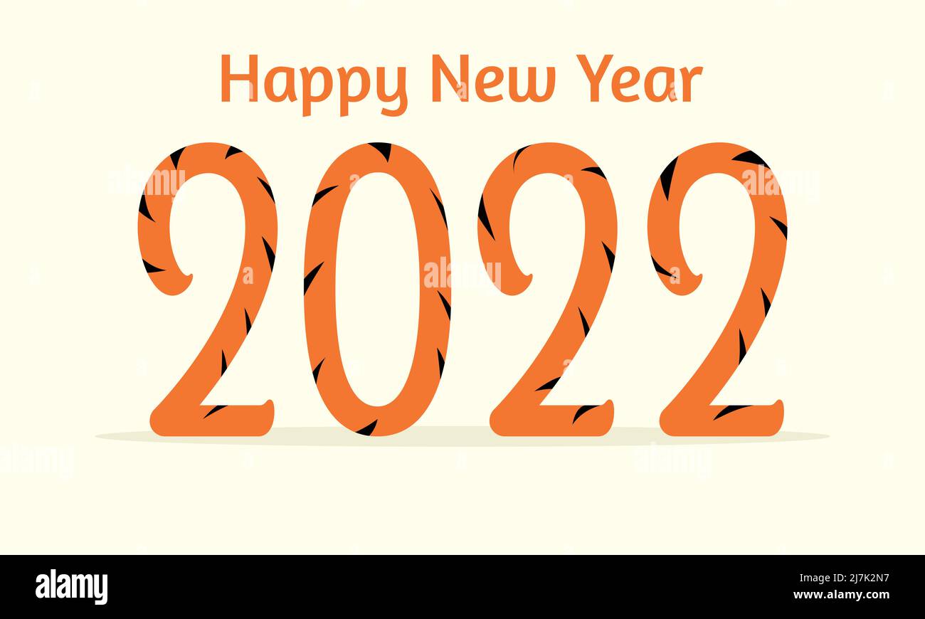 Carte de bonne année chinoise 2022. Chiffres amusants 2022. Année du tigre Illustration de Vecteur
