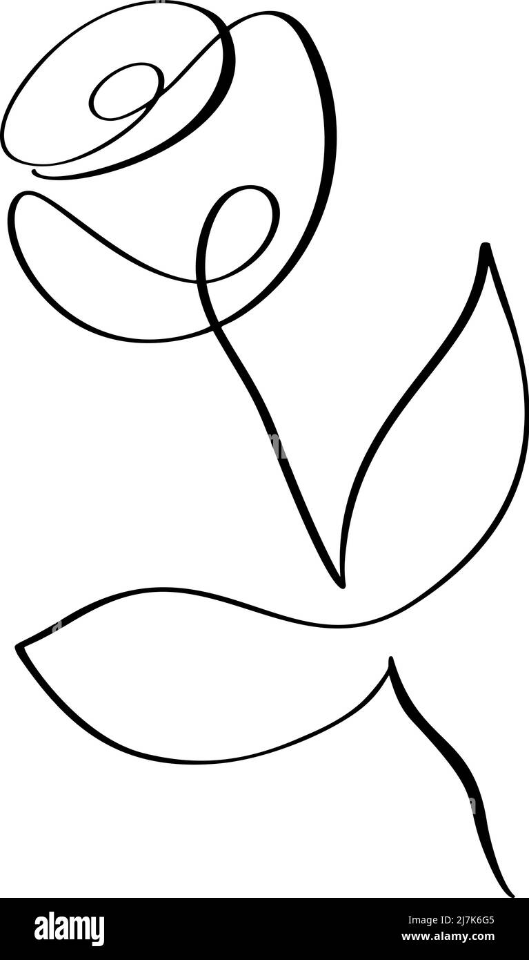 Dessin vectoriel à la main dessin d'une ligne d'art de fleur rose. Design fleuri contemporain et tendance, idéal pour les murs, les tirages et les réseaux sociaux Illustration de Vecteur