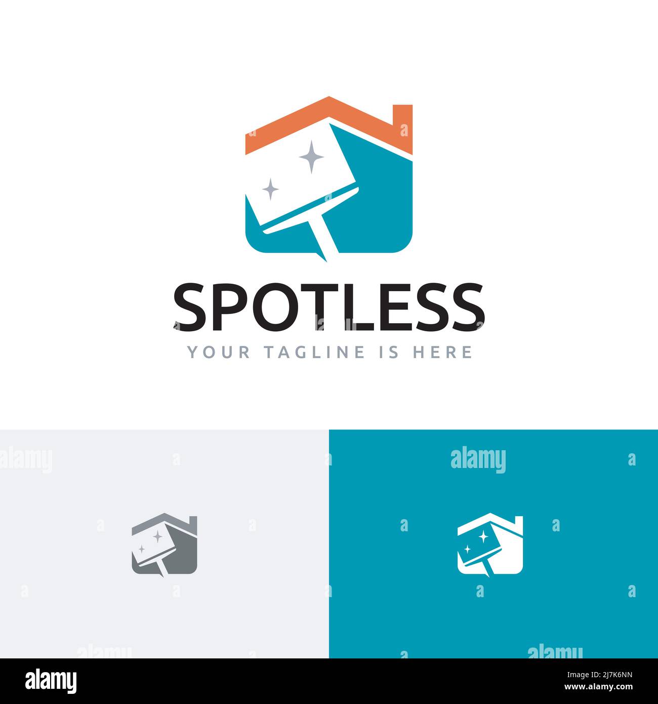 Modèle de logo du service de nettoyage des essuie-glaces Spotless House Cleaner Illustration de Vecteur