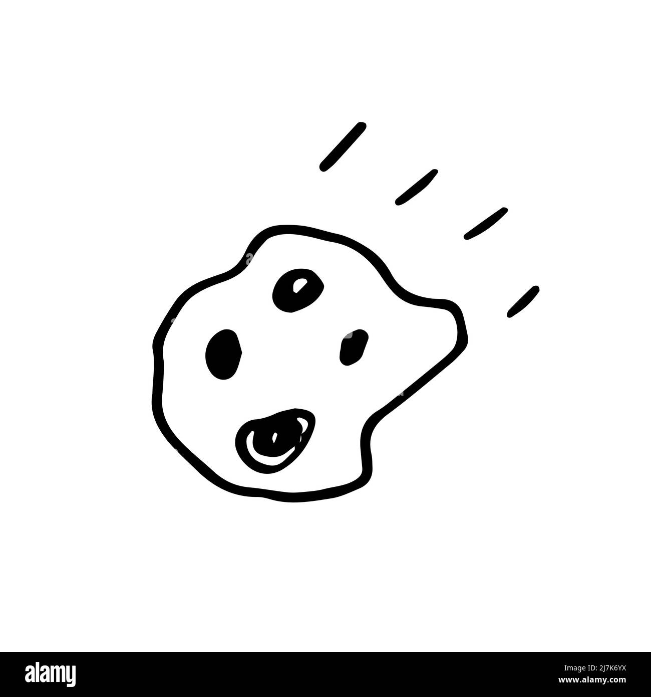 Comète de l'espace de ligne. Astéroïde tracé à la main isolé sur fond blanc. Contour de l'objet astronomique. L'univers esquisse le signe de la météorite. Astronomie, ast Illustration de Vecteur