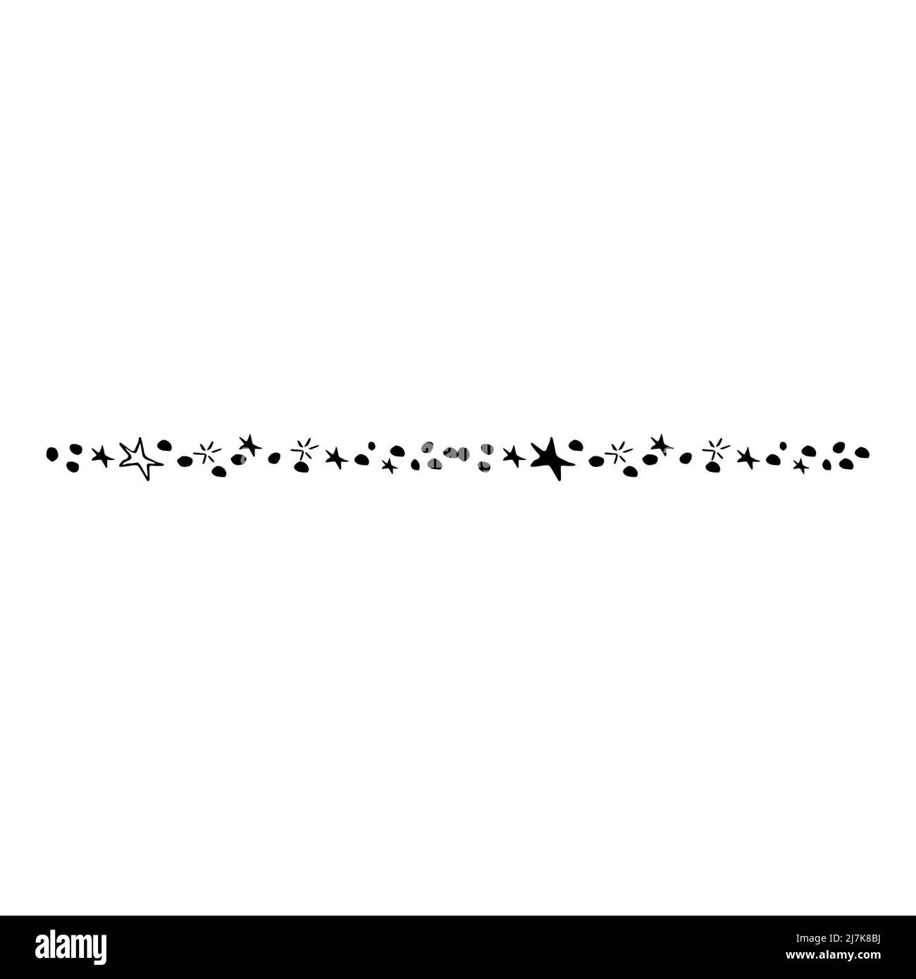 Cadre de bordure de style simple avec étoiles, lignes, cercles isolés sur fond blanc. Une jolie décoration. Illustration vectorielle Illustration de Vecteur