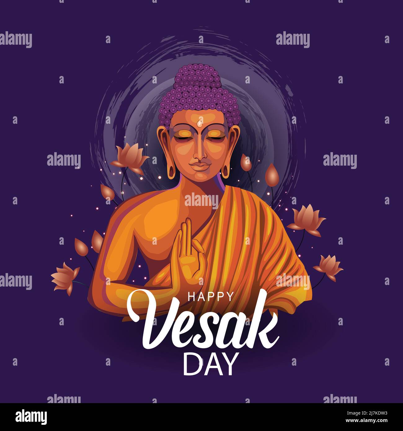 Happy Vesak Day Budha Purnima avec fond blanc Silhouette Vector Illustration conception Illustration de Vecteur