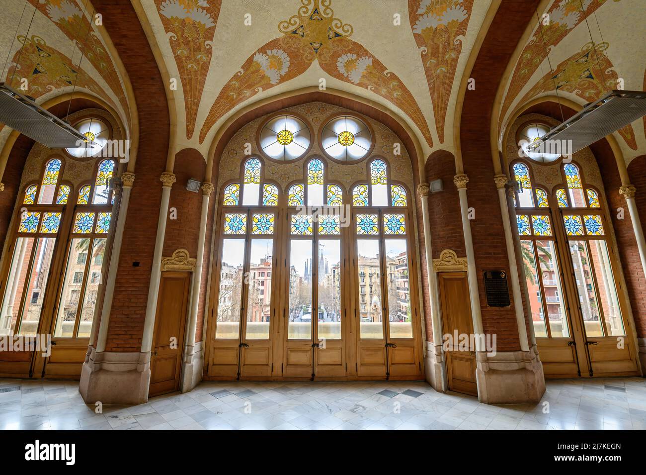 Barcelone, Espagne. Intérieur du complexe Hospital de la Santa Creu i Sant Pau, le plus grand site Art Nouveau au monde de Barcelone Banque D'Images