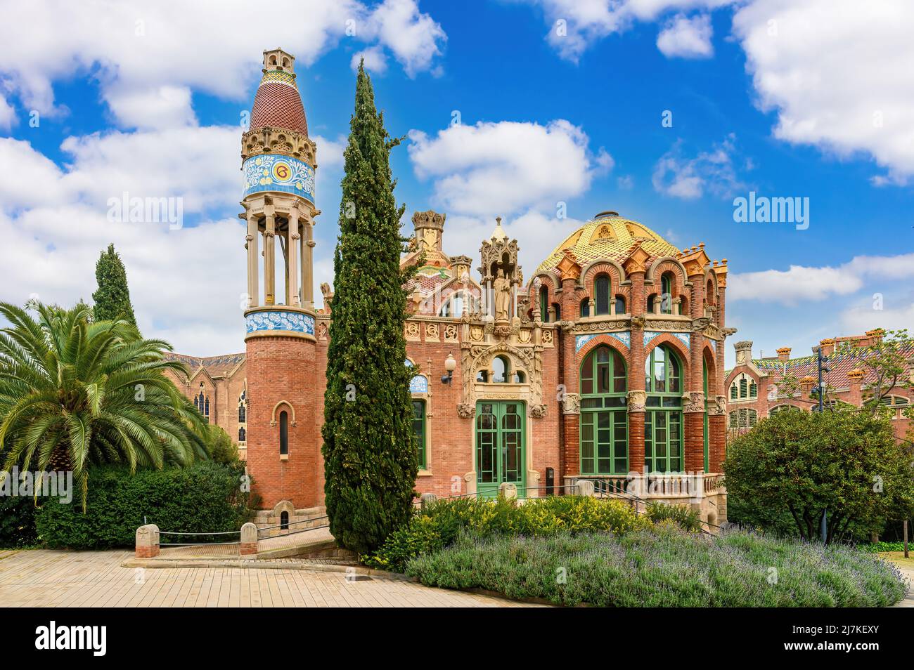 Barcelone, Espagne. Hôpital de la Santa Creu i Sant Pau complexe, le plus grand site Art Nouveau du monde à Barcelone Banque D'Images