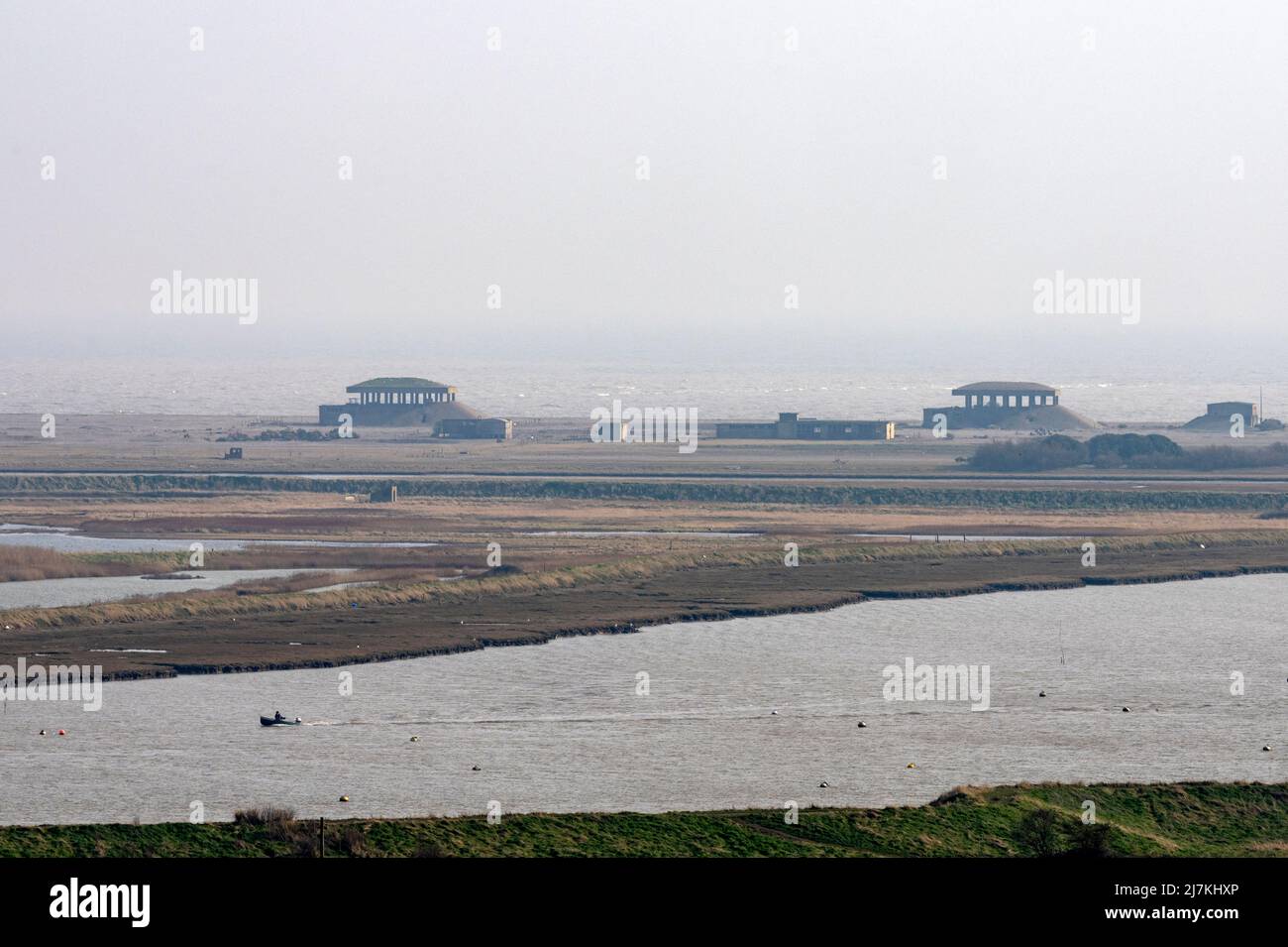 L'ancienne installation d'essais d'armes nucléaires Orfordness Suffolk Angleterre Banque D'Images