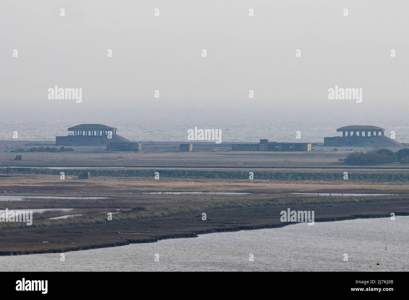 L'ancienne installation d'essais d'armes nucléaires Orfordness Suffolk Angleterre Banque D'Images
