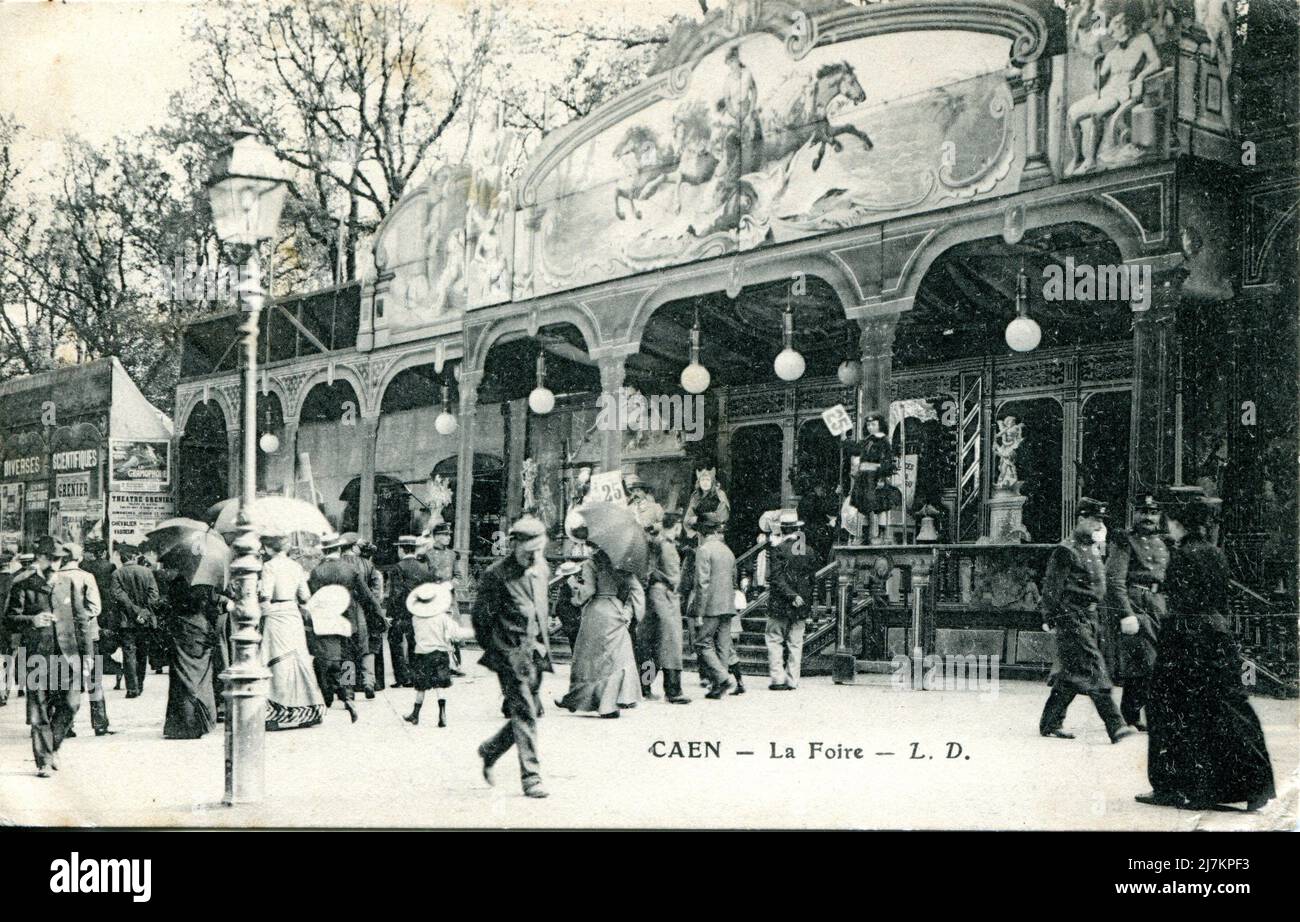 Caen, Funfair Département: 14 - Calvados région: Normandie (anciennement Basse-Normandie) carte postale ancienne, fin 19th - début 20th siècle Banque D'Images