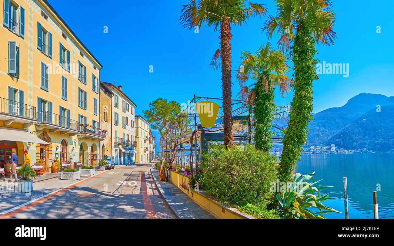 Panorama de Riva da la Tor remblai du lac de Lugano avec de vieux
