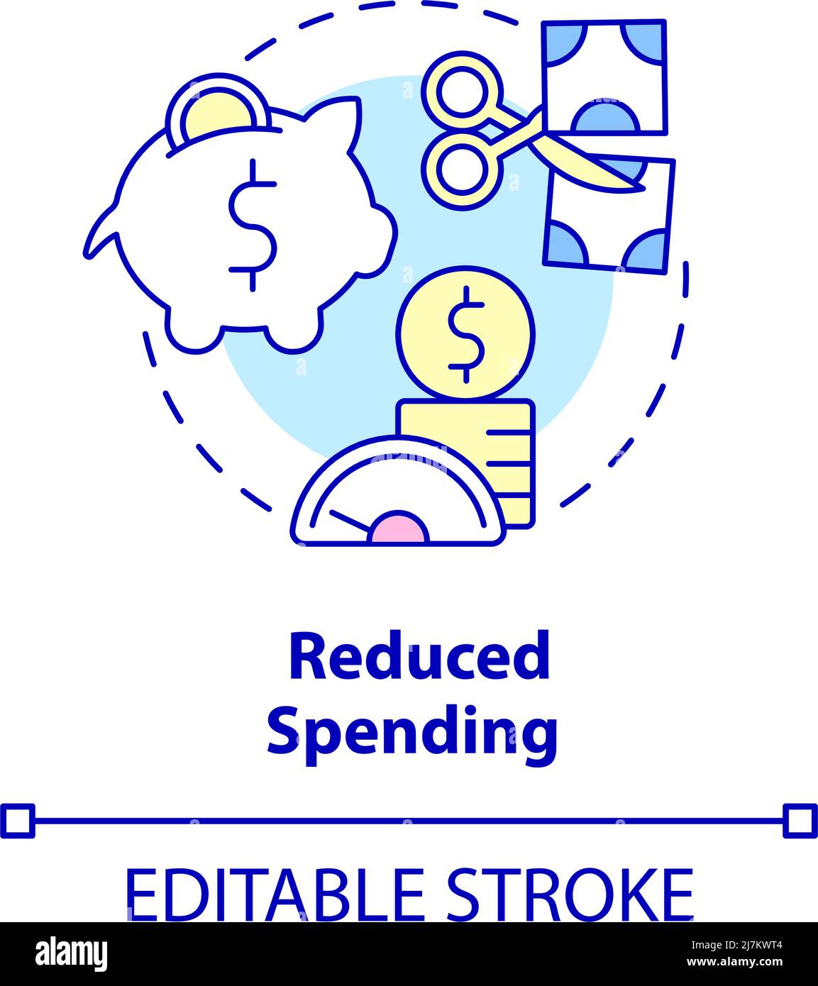Icône de concept de réduction des dépenses Illustration de Vecteur