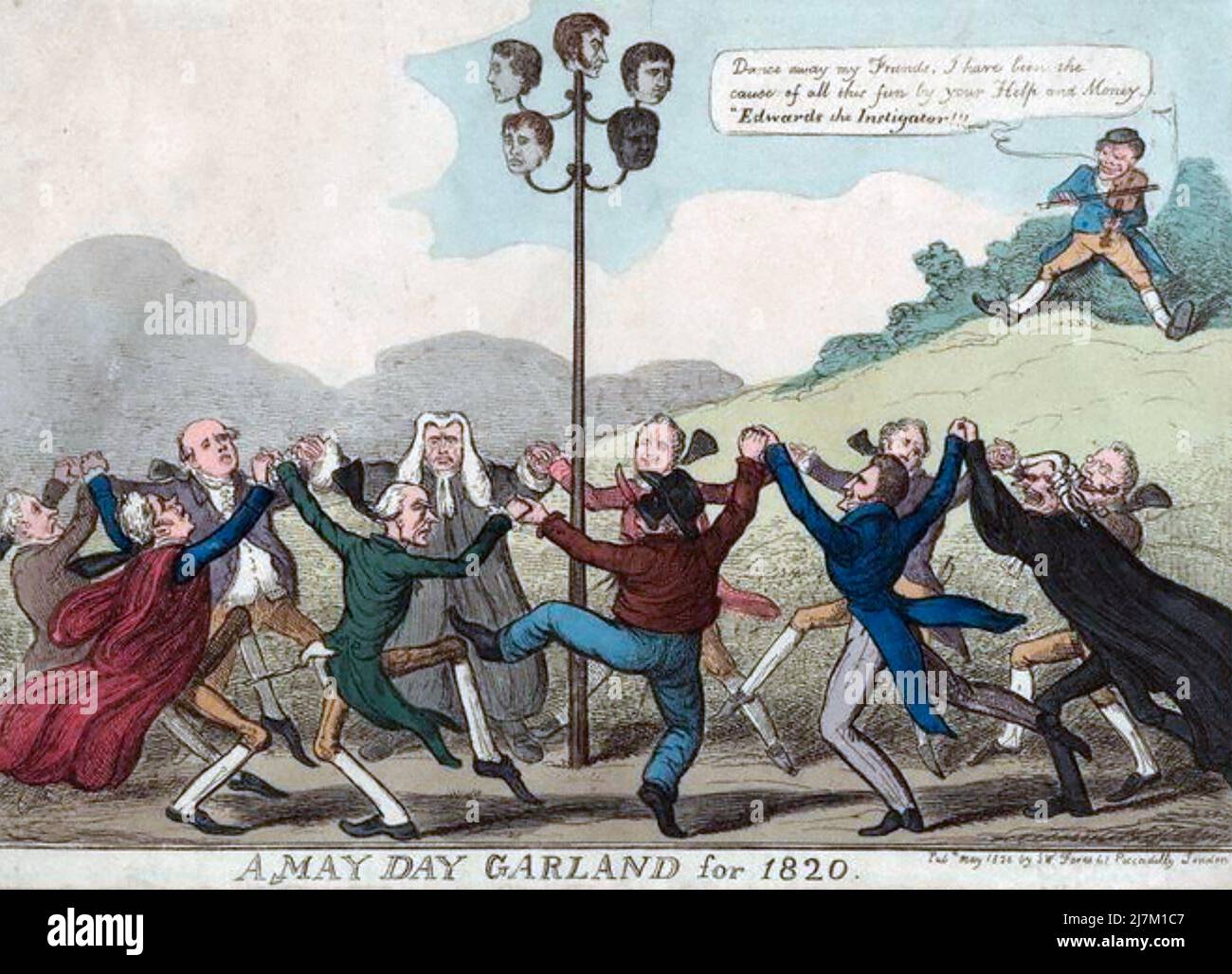 CONSPIRATION DE LA RUE CATO FÉVRIER 1820. Un imprimé publié en mai célébrant les exécutions à l'extérieur de la prison de Newgate, Londres, le 1 mai. Banque D'Images