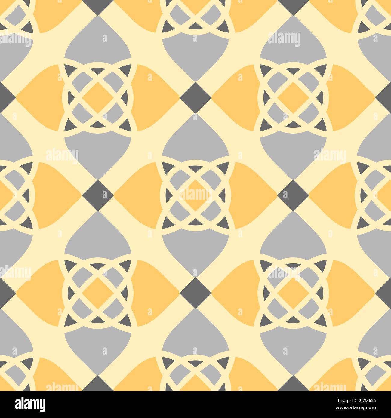 Motif vectoriel sans couture avec mosaïque géométrique sur fond jaune. Papier peint monochrome moderne. Illustration de Vecteur