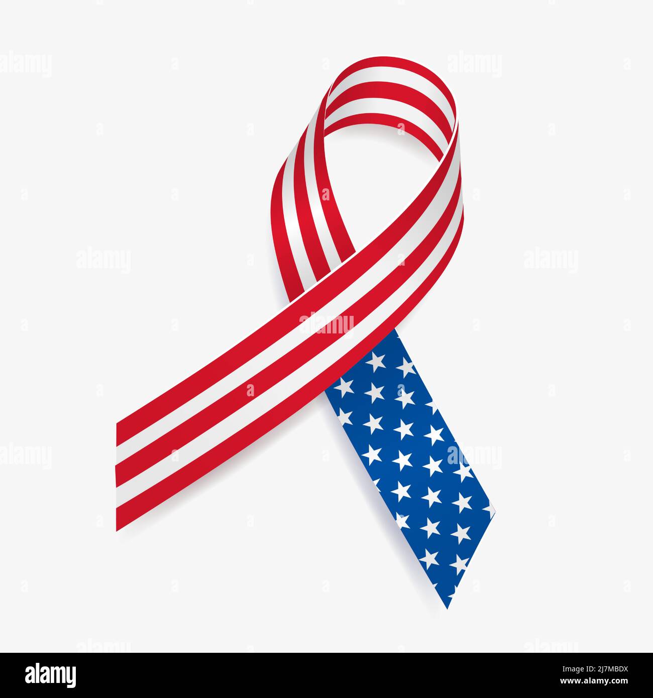 Ruban drapeau américain. Indépendance et Memorial Day. Symbole patriotique et de solidarité. Isolé sur fond blanc. Illustration vectorielle. Illustration de Vecteur