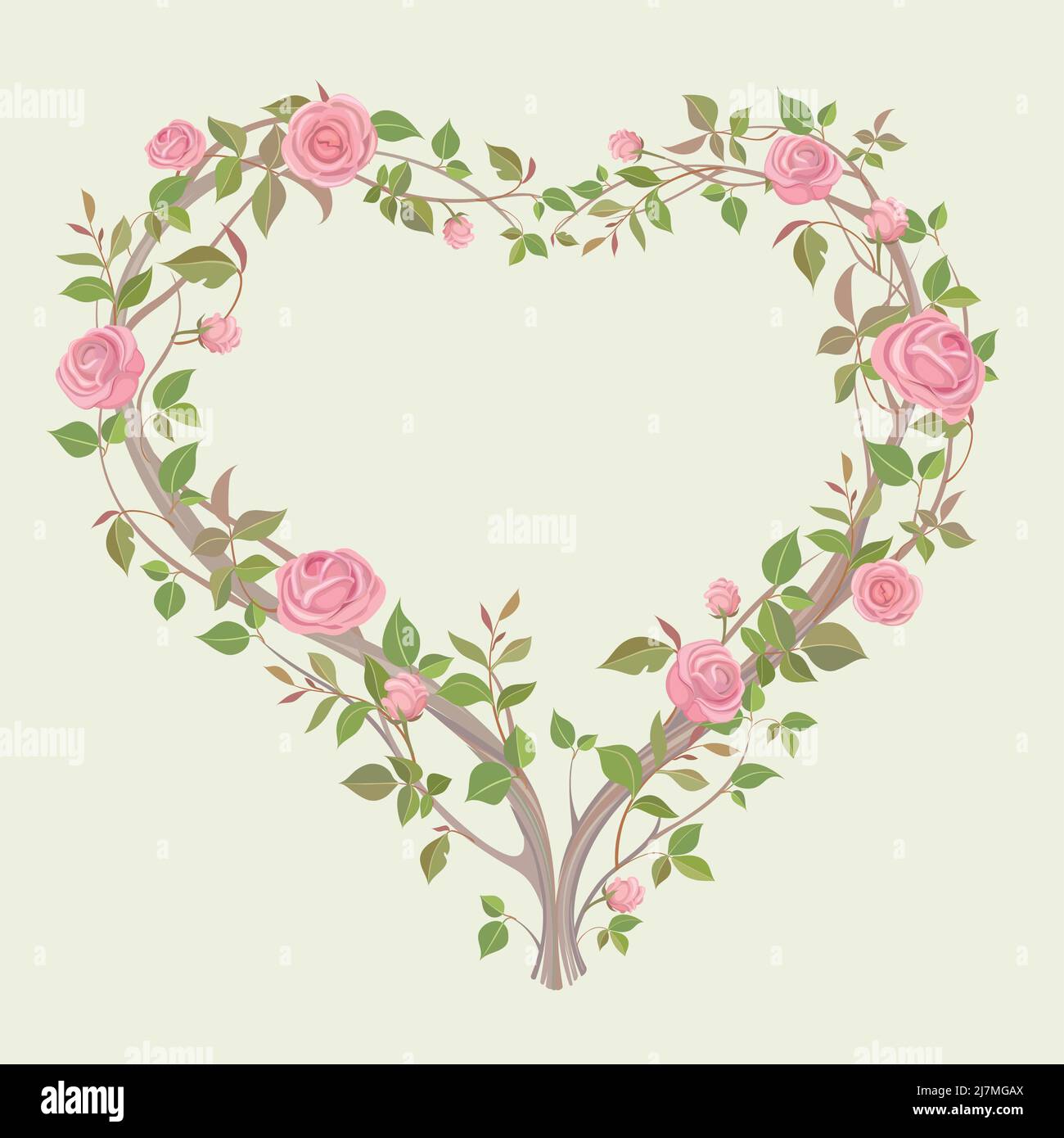 Belle couronne de belles roses roses Illustration de Vecteur