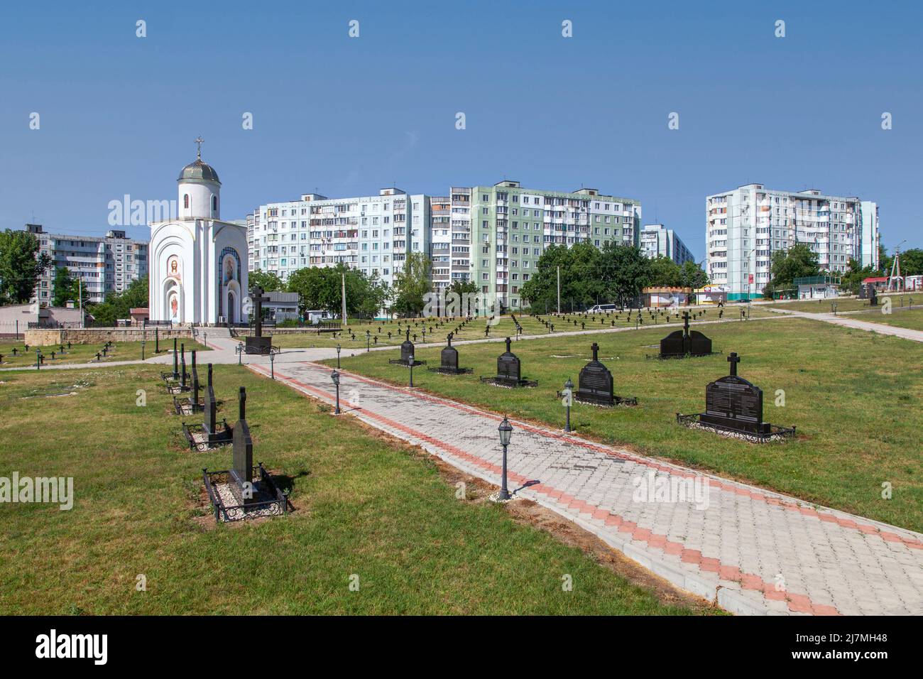 Le cimetière de Hero et la chapelle Saint-Georges à Tiraspol, en Transnistrie Banque D'Images