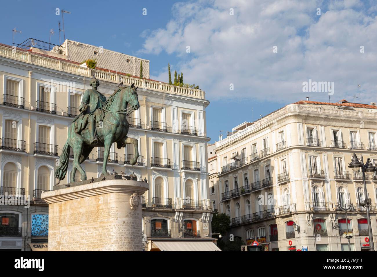 Statue équestre du roi Charles de Carlos III à la Puerta del sol à Madrid, Espagne Banque D'Images