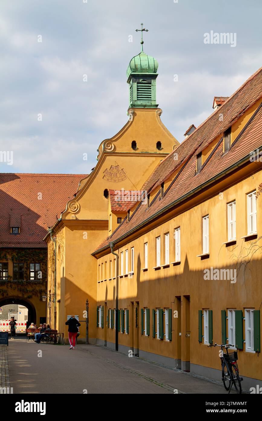 Allemagne Bavière route romantique. Augsbourg. Fuggerei, le plus ancien complexe de logements publics au monde encore en service Banque D'Images