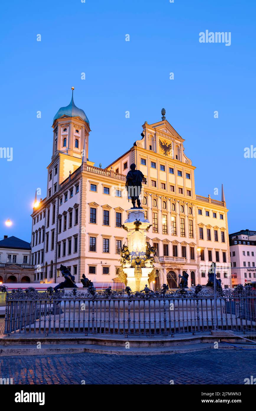 Allemagne Bavière route romantique. Augsbourg. Rathausplatz. Hôtel de ville Banque D'Images