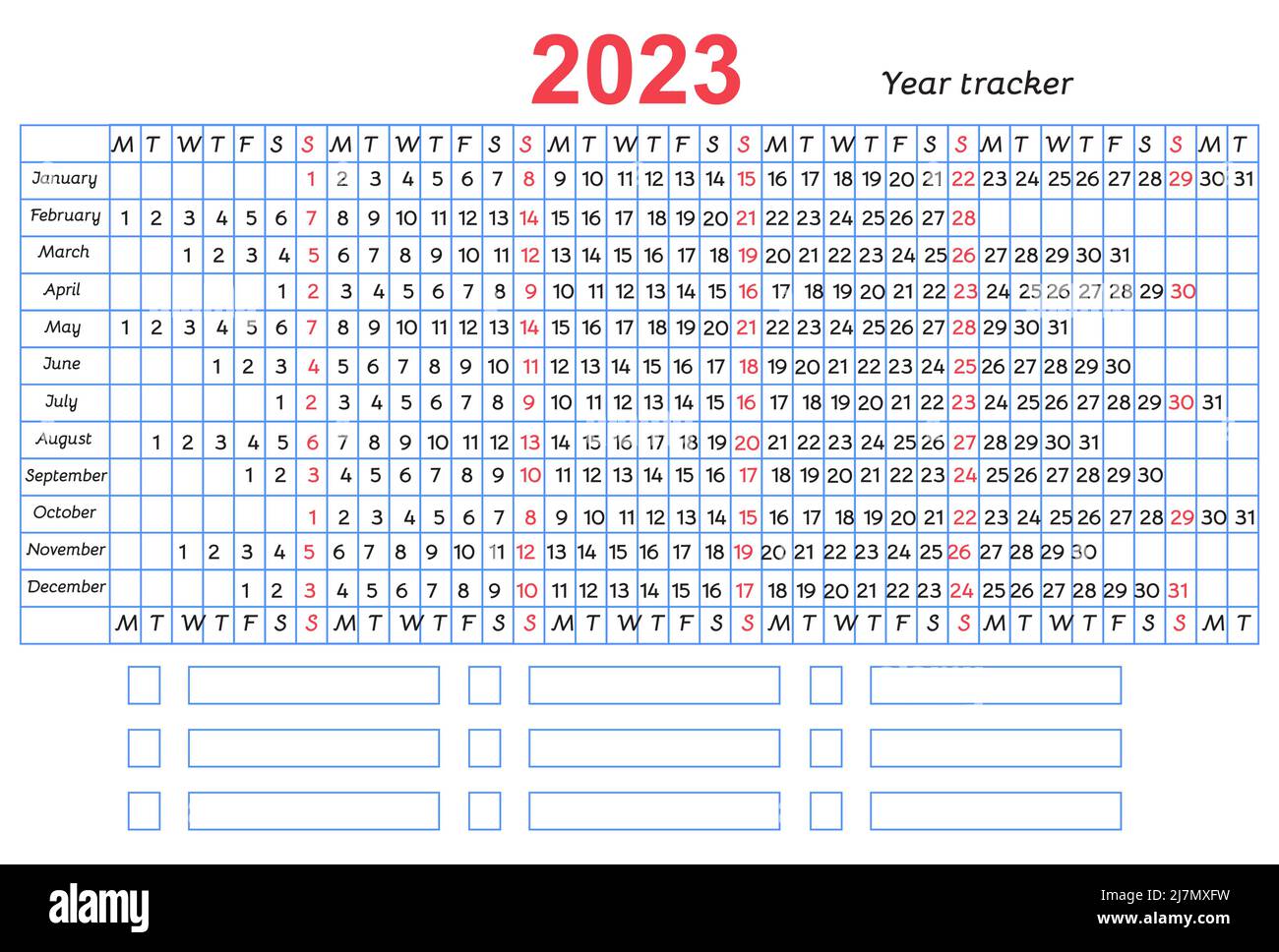 Grille de suivi de l'humeur et des habitudes du calendrier 2023 ans