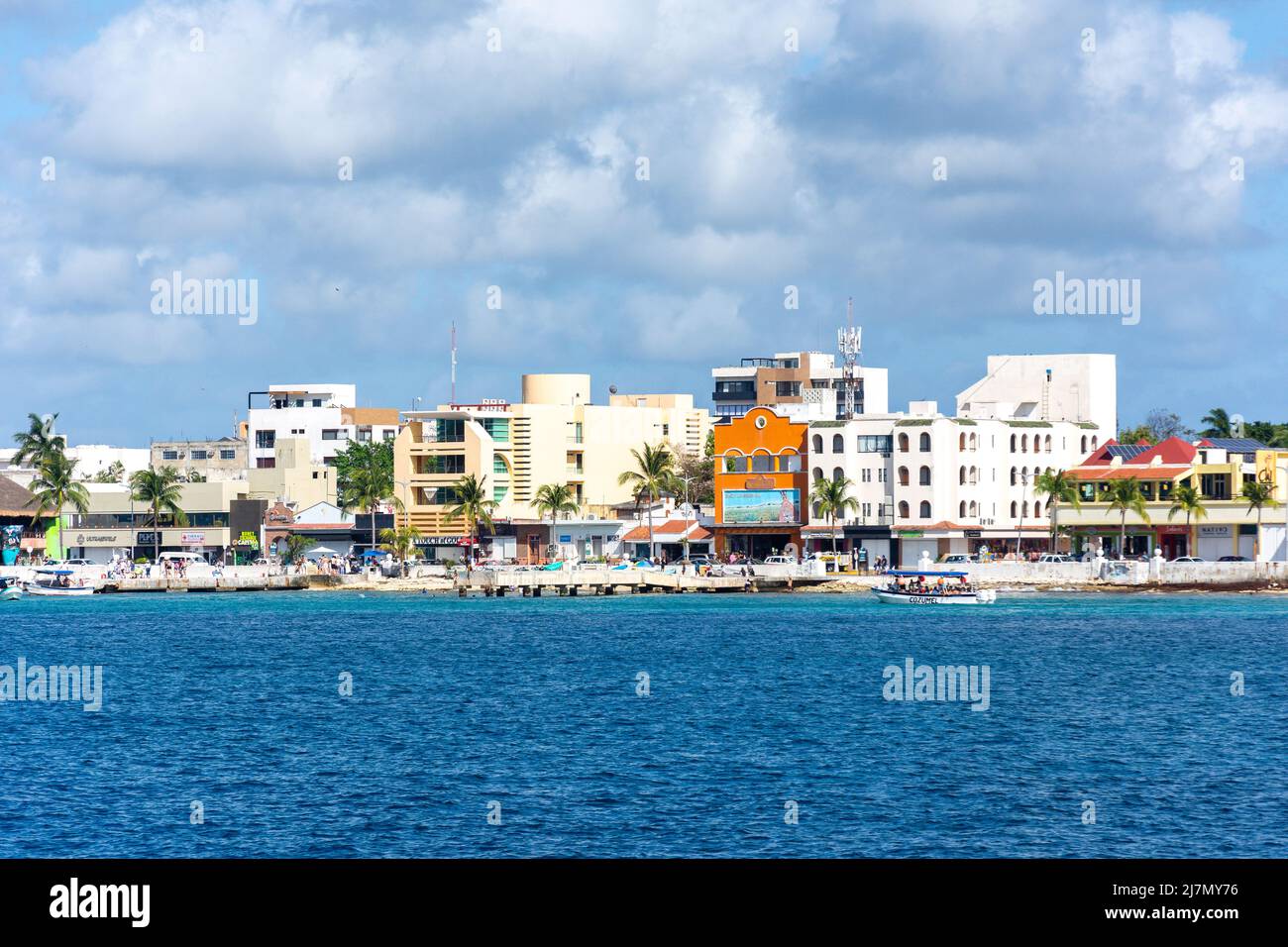 Vue sur le front de mer, Rafael E Melgar, San Miguel de Cozumel, Cozumel, Quintana Roo State, Mexique Banque D'Images