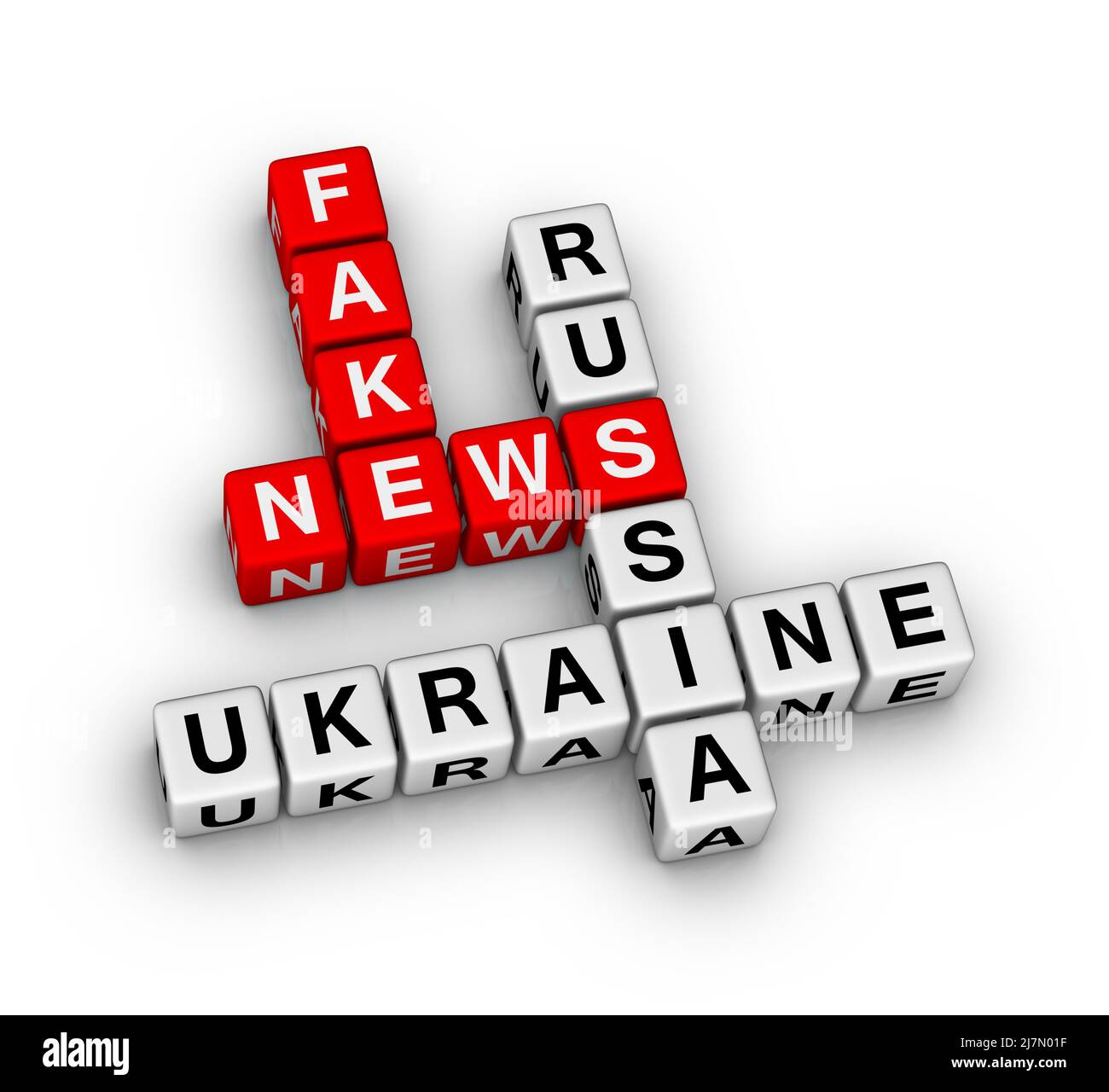 Fake News Russie Ukraine crise Crossword Puzzle. 3D Illustration sur fond blanc Banque D'Images