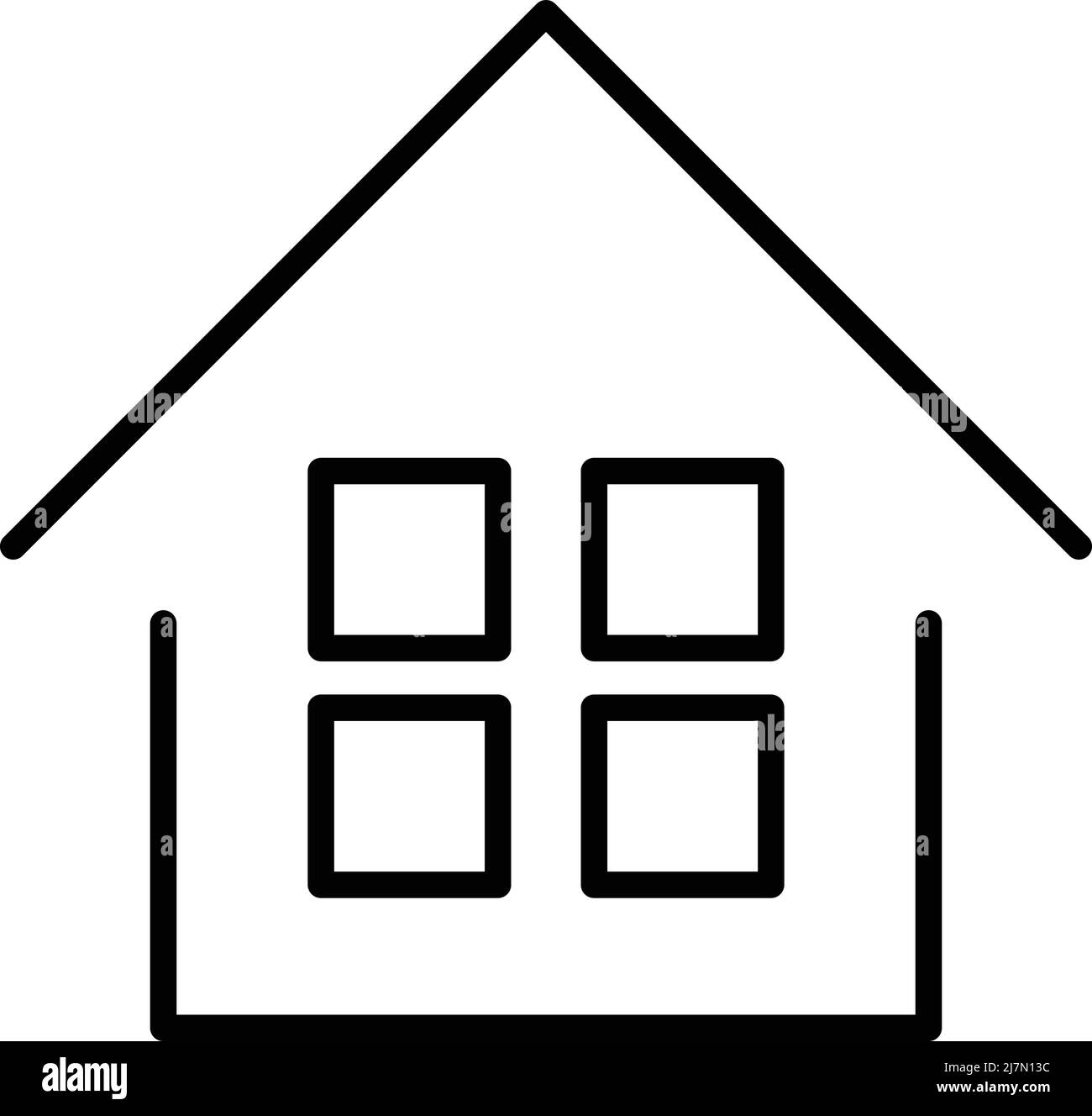 Icône d'une maison avec quatre fenêtres. Vecteur modifiable. Illustration de Vecteur