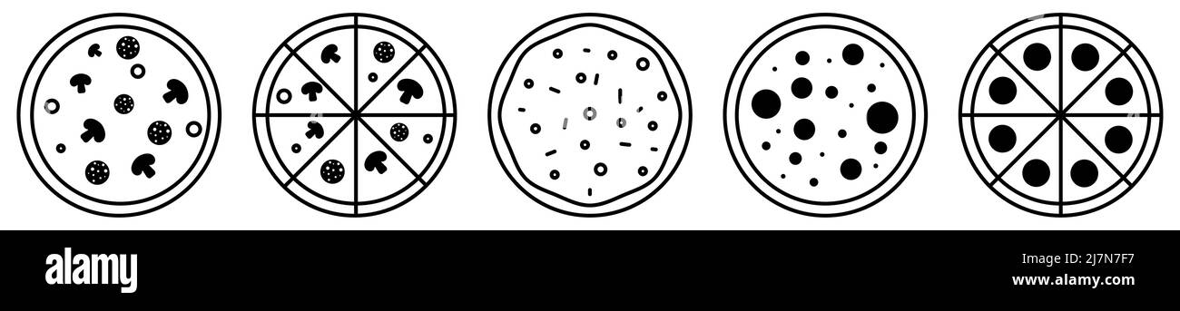 Ensemble d'icônes de la ligne de pizza. Illustration vectorielle isolée sur fond blanc Illustration de Vecteur