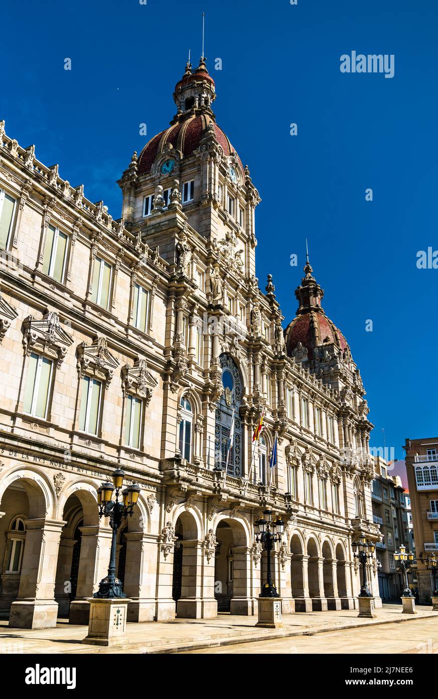 Un hôtel de ville de Coruna en Galice, Espagne Banque D'Images
