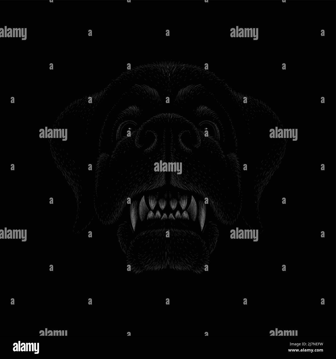 Le logo Vector chien ou loup pour tatouage, T-shirt ou extérieur. Joli imprimé chien ou loup sur fond. Ce dessin à la main serait agréable à M. Illustration de Vecteur